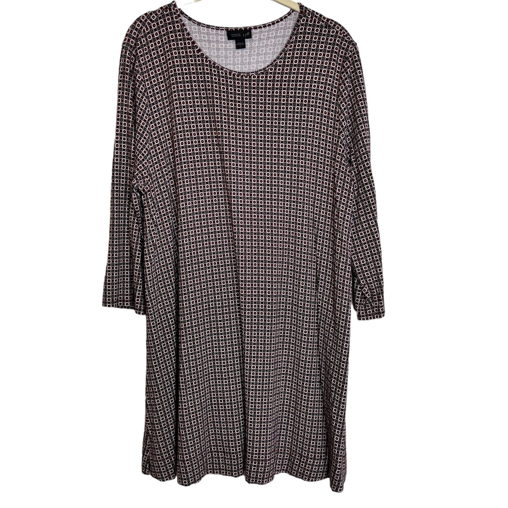 J Jill Wearever Collection Womens Shift Dress Large Burgundy Medallions Pattern